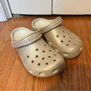 CROCS Gold Glitter Sandals with Metallic Finish - Women’s size 6